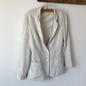 Vintage Linen Blazer Off-white Jacket Suit