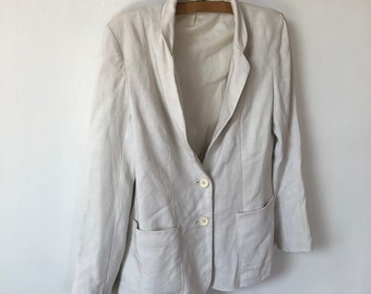 Vintage Linen Blazer Off-white Jacket Suit