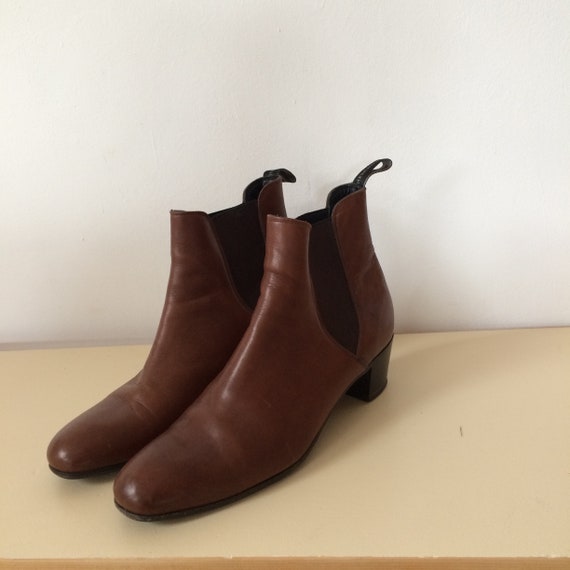 Vintage HESCHUNG Real Leather Brown Ankle Boots W… - image 7