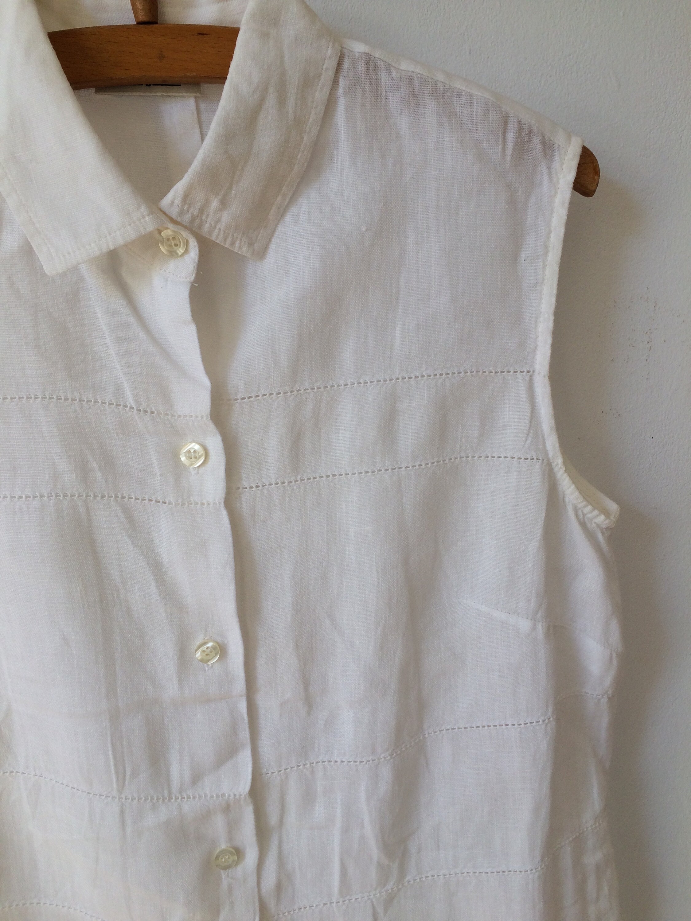 Vintage White Linen Shirt Sleeveless Shirt Top - Etsy