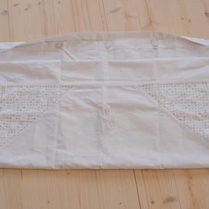 Vintage White Linen Heirloom Cotton Pillowcase crochet Monogram