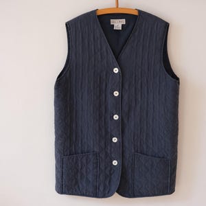 Vintage Silk Navy Vest Quilted Gilet