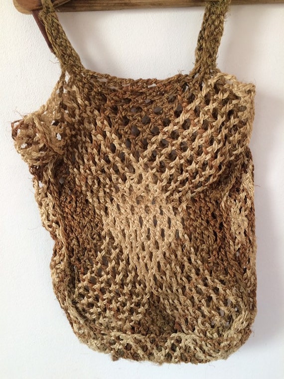 Vintage Macrame Tote Bag Natural Fibre woven Shop… - image 3