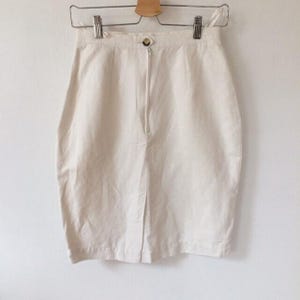 Vintage White Linen Pencil Skirt Mini Skirt