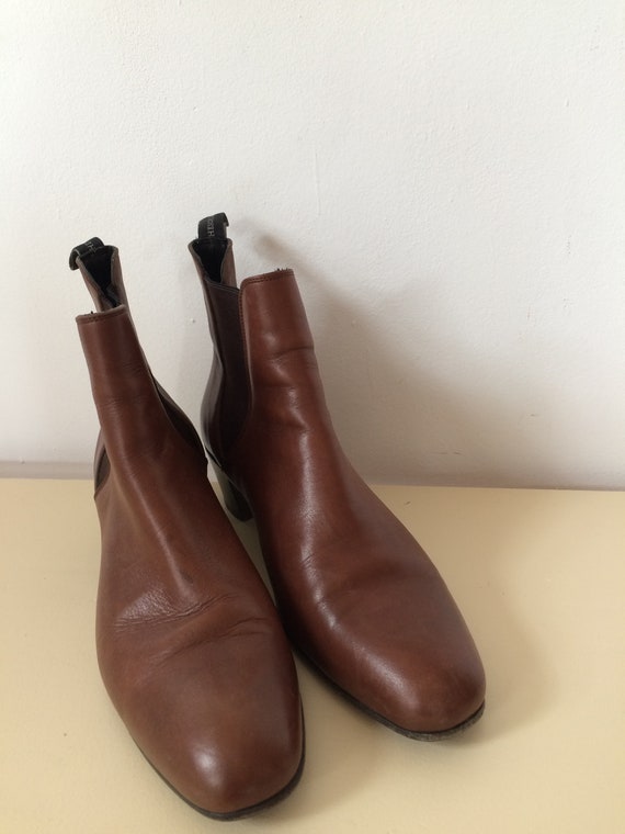 Vintage HESCHUNG Real Leather Brown Ankle Boots W… - image 4