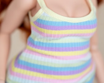 Camiseta de tirantes a rayas pastel para muñeca inteligente con cuerpo de pera, escala 1/3