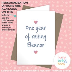 Parenting 1st Birthday Card: One Year Tiny Human - A6 Recycled Card