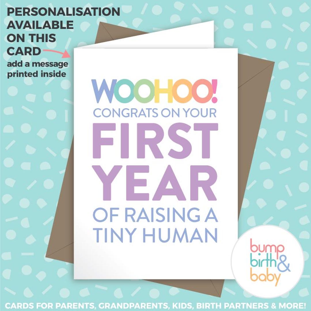 First Year Parent Card: Congrats on Raising a Tiny Human - A6 Recycled ...