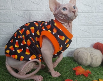 Top de Halloween Squish fleece Sphynx Cat Top camiseta Ropa de gato