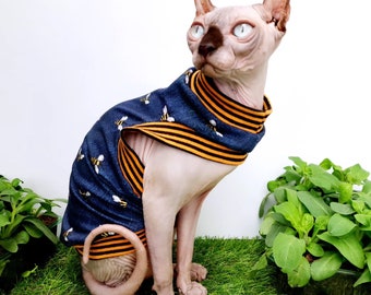 Top Sphynx pour chat Tshirt en jersey Vêtements pour chat