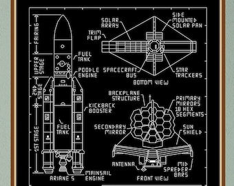 James Webb Weltraumteleskop Kreuzstichmuster - Feier die Erforschung des Weltraums von Spirit Line Designs
