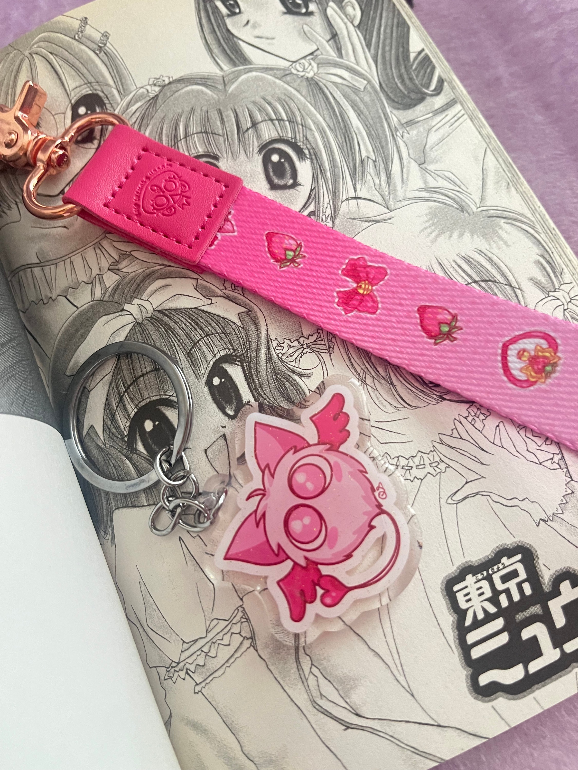 Masha Tokyo Mew Mew Wrist Strap Mini Lanyard With Glitter