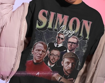 Simon Pegg shirt cool retro rock poster t-shirt 70s 80s 90s rocker design style tee 342