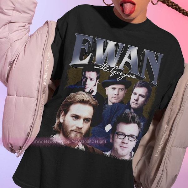 Camiseta de Ewan McGregor, camiseta con póster de rock retro genial, camiseta con estilo de diseño rockero de los años 70, 80 y 90, 142