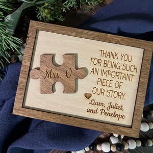 Thank You For Being An Important Piece Of My Story, Thank You Teacher Plaque, Personalized Teacher Sign, Teacher Apperication Gift, image 9