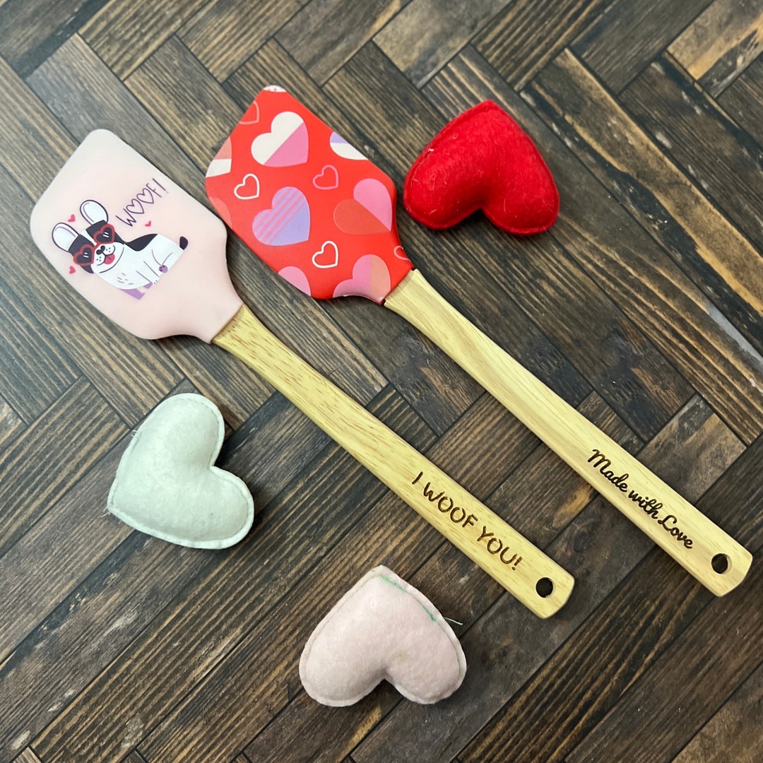 Valentine Laser Engraved Spatulas, Custom Engraved Spatula, Valentines