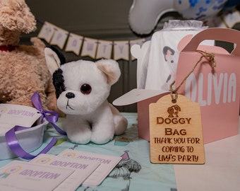 Puppy Birthday Party, Dog Birthday, Wooden Tag, Dog, Party Favors