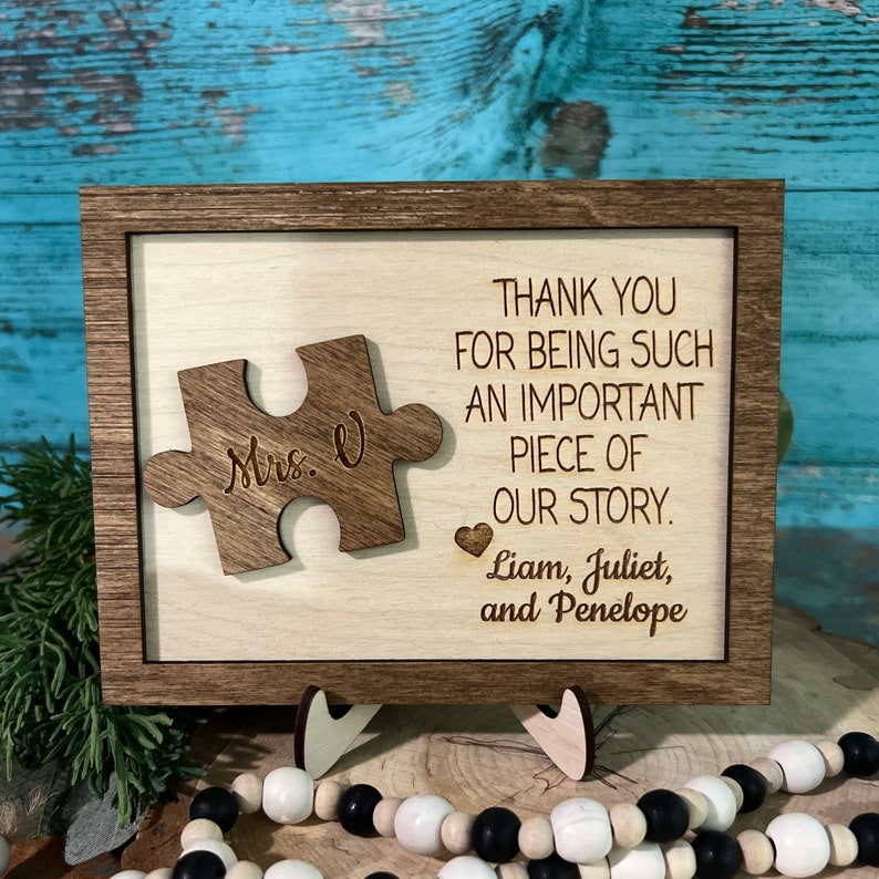 Thank You For Being An Important Piece Of My Story, Thank You Teacher Plaque, Personalized Teacher Sign, Teacher Apperication Gift, image 4