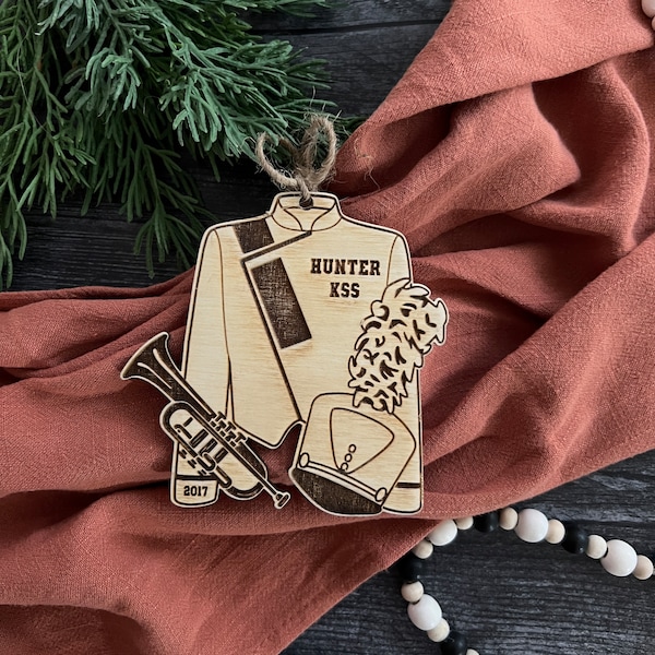 Personalized Trumpet Wood Christmas Ornament, Marching Band Trumpet Player, Trumper Keepsake, Stocking Stuffer, Gift for Trumpet Player