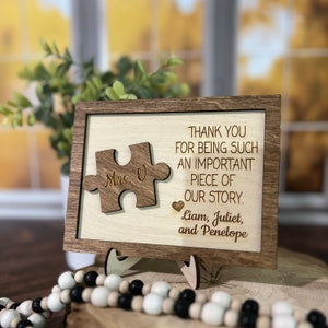 Thank You For Being An Important Piece Of My Story, Thank You Teacher Plaque, Personalized Teacher Sign, Teacher Apperication Gift, image 5