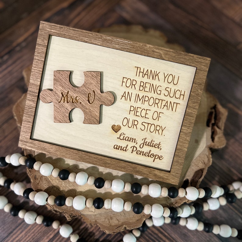 Thank You For Being An Important Piece Of My Story, Thank You Teacher Plaque, Personalized Teacher Sign, Teacher Apperication Gift, image 6