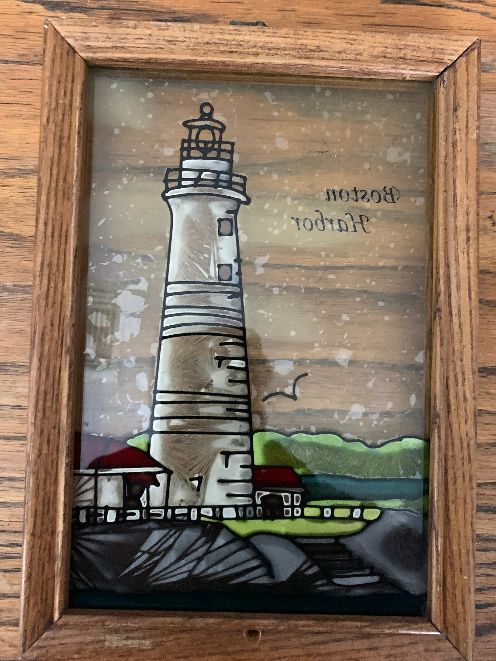 Stained Glass framed Boston Harbor Lighthouse Etsy