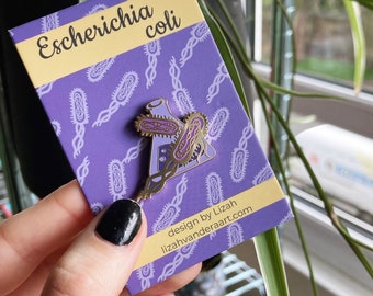 Escherichia coli emaille pin badge