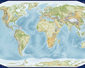 physical world map etsy