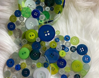 Button Coaster Set With Holder