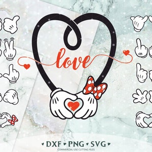 11 Paquete SVG, Dedos de Mickey, Amor, Manos de Ratón, Corazón de Mickey, Amor, Archivos para Silueta, Svg Dxf Png, Descarga Digital, Archivos Cricut
