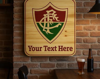 Placa de Madeira Personalizada do Fluminense – Arte Rústica para Parede