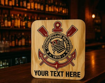 Placa de madeira personalizada do Corinthians – Arte de parede rústica