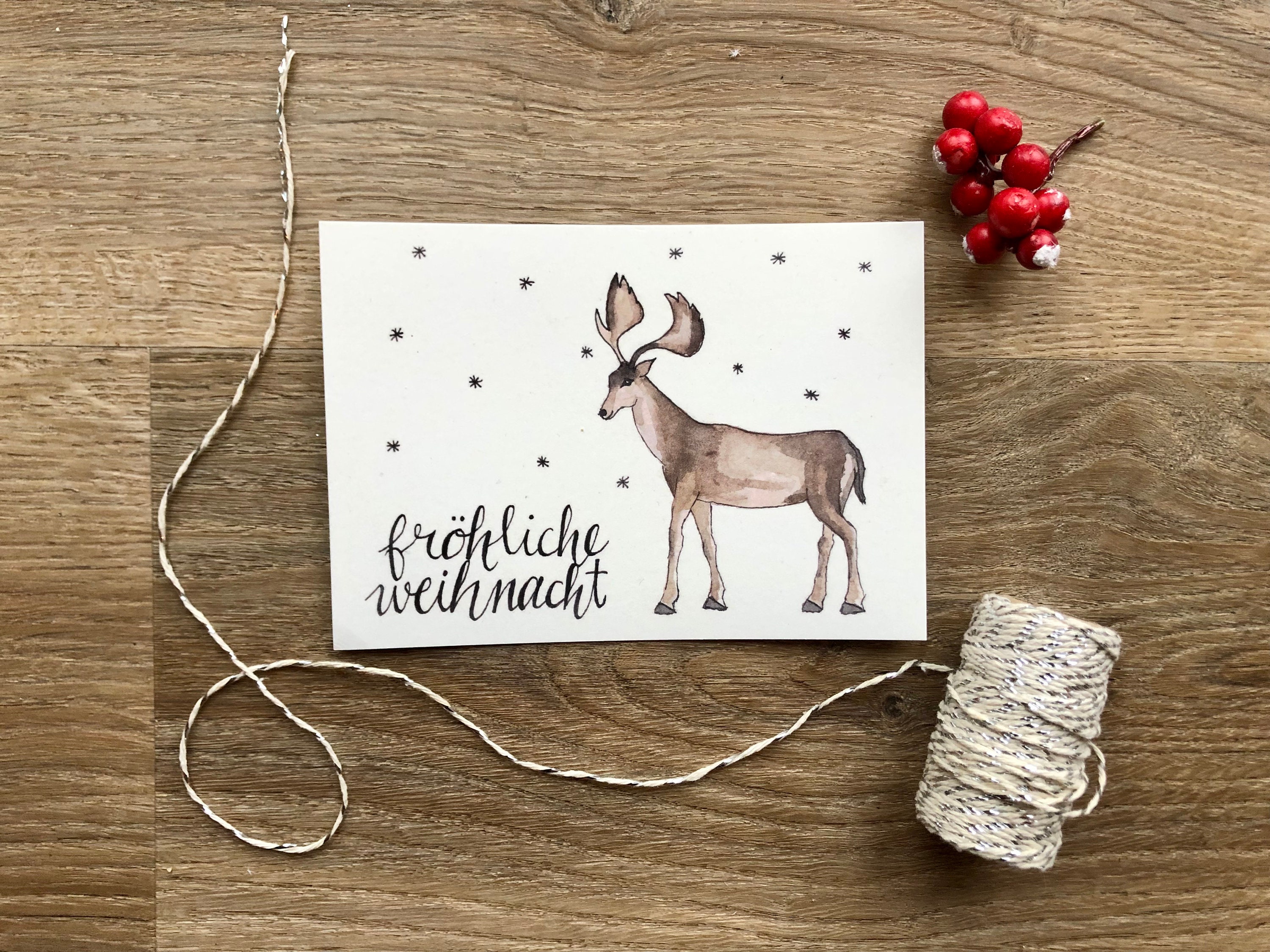 Weihnachtskarten Aquarell 4er Set Weihnachten Postkarten Kartenset handgemacht - Etsy.de