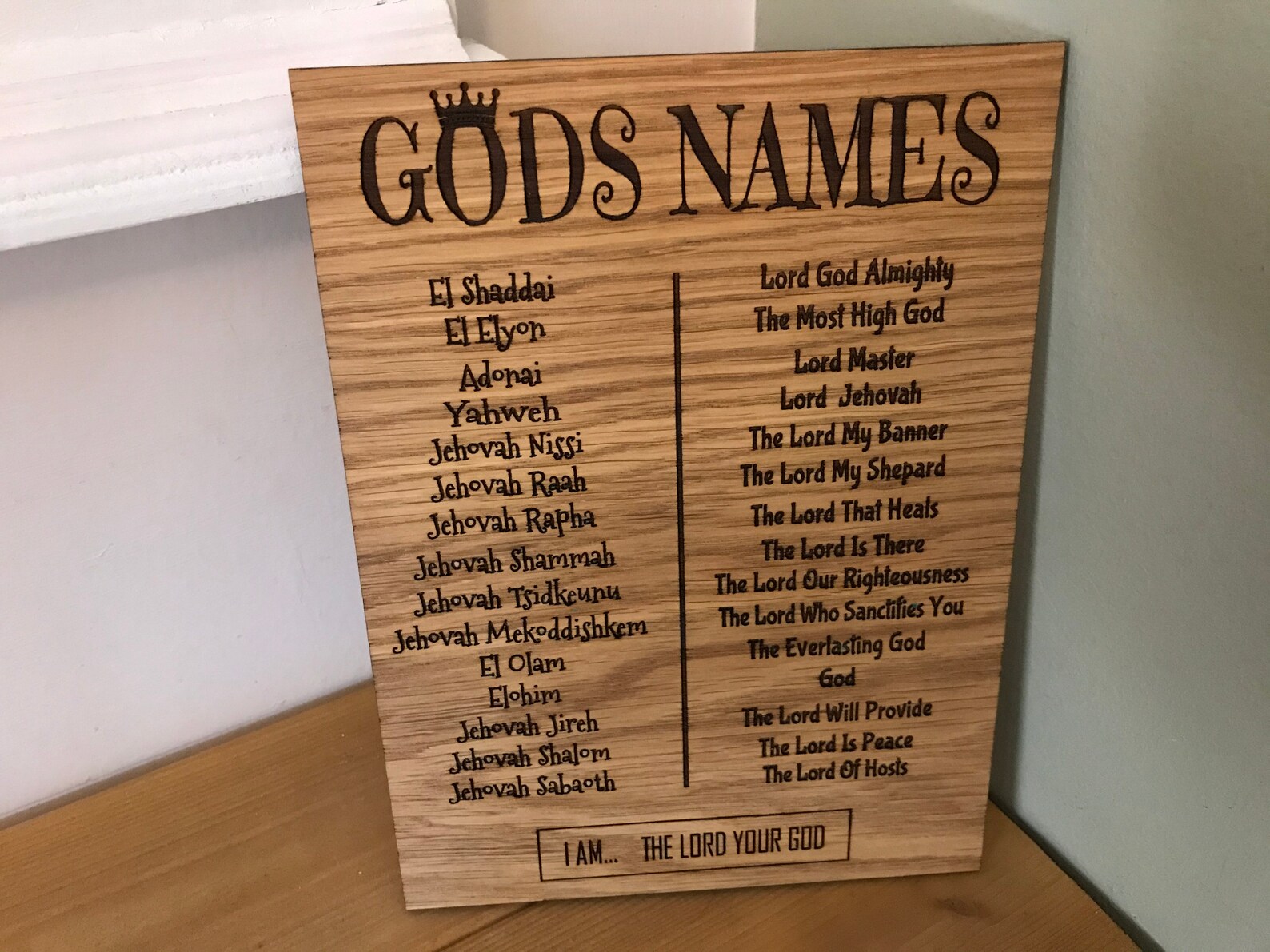 Gods Names Sign Plaque Christian sign Christian Gift Etsy