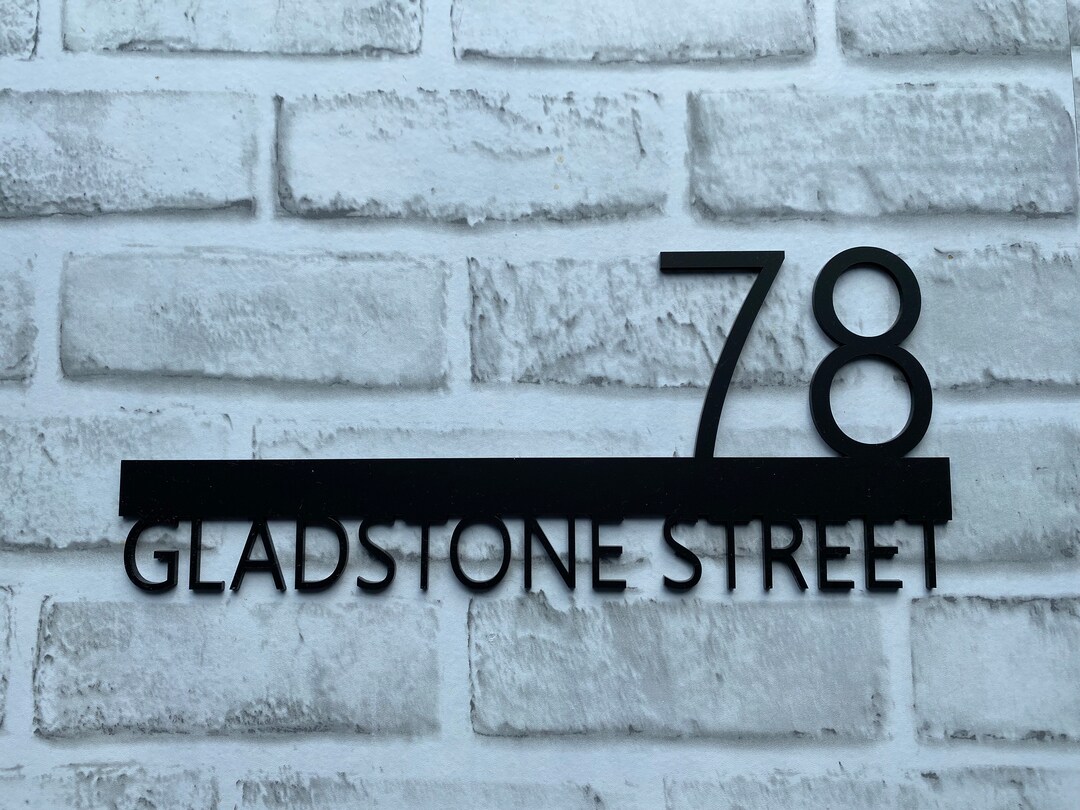 Modern House Sign Number and Street Name Sign Door Plaque Etsy