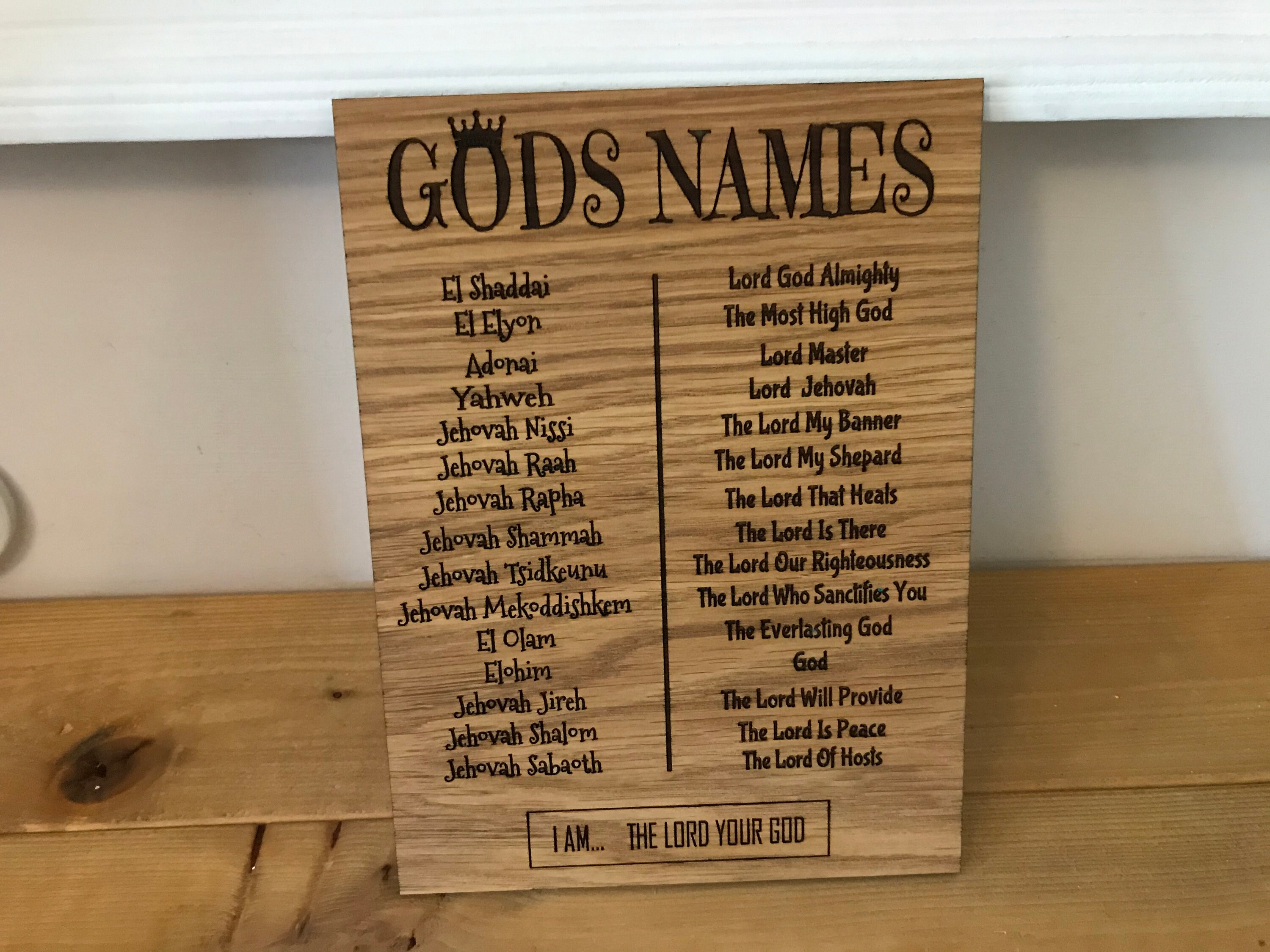 Gods Names Sign Plaque Christian sign Christian Gift Etsy