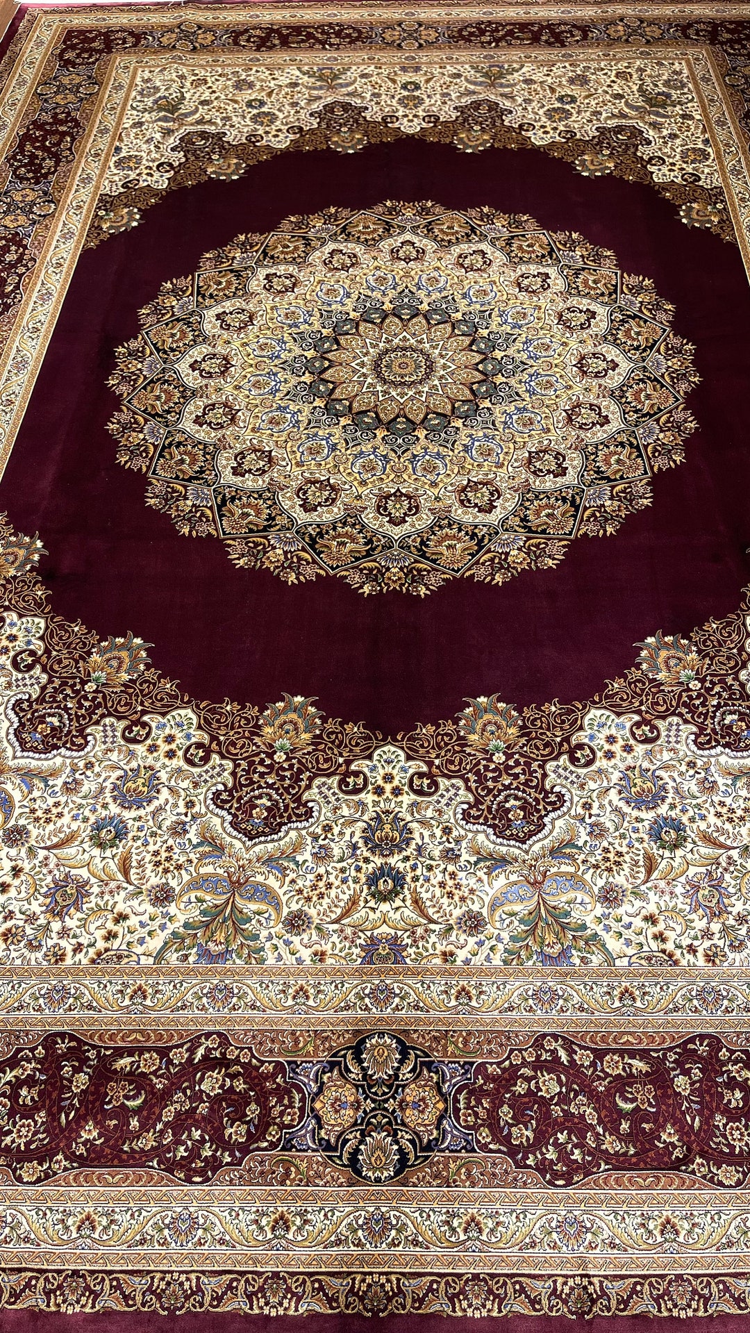 Ottoman Silk Rug, Burgundy Rug, Turkish Silk Rug, Turkish Rug 8x11