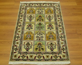 Handmade Turkish Silk Rug, Modern Floral Carpet (5x3 Feet)