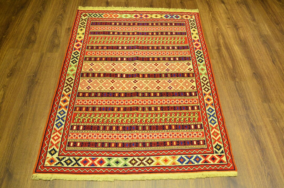 Rustic Wool Rug Vintage Woven Wool Rug, Handmade Rustic Nomad Rug (4.7x3.5 Ft) - Etsy