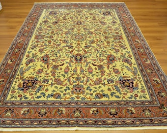 Vintage Türkischer Hereke Teppich Handgeknüpfte Wolle auf Baumwolle Anatolischer Teppich 25x20 cm