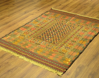 Armenian Vintage Wool Kilim Rug, Embroidery Work, Wall Hanging