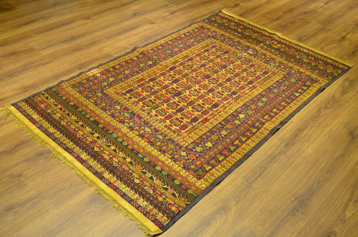 Wall Hanging Vintage Rug,home Decorative Rug,nomad Handmade Rug,natural Wool Rug,striped Pattern