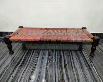 Indian Vintage Charpai Bed Rajasthani Solid Wooden Charpai