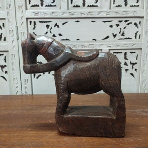 Antique Wooden Carved Horse Figurine , Wooden Horse Figurine , Vintage Wooden Horse Statue , Hand carved Wooden Figurine , Home Decor.