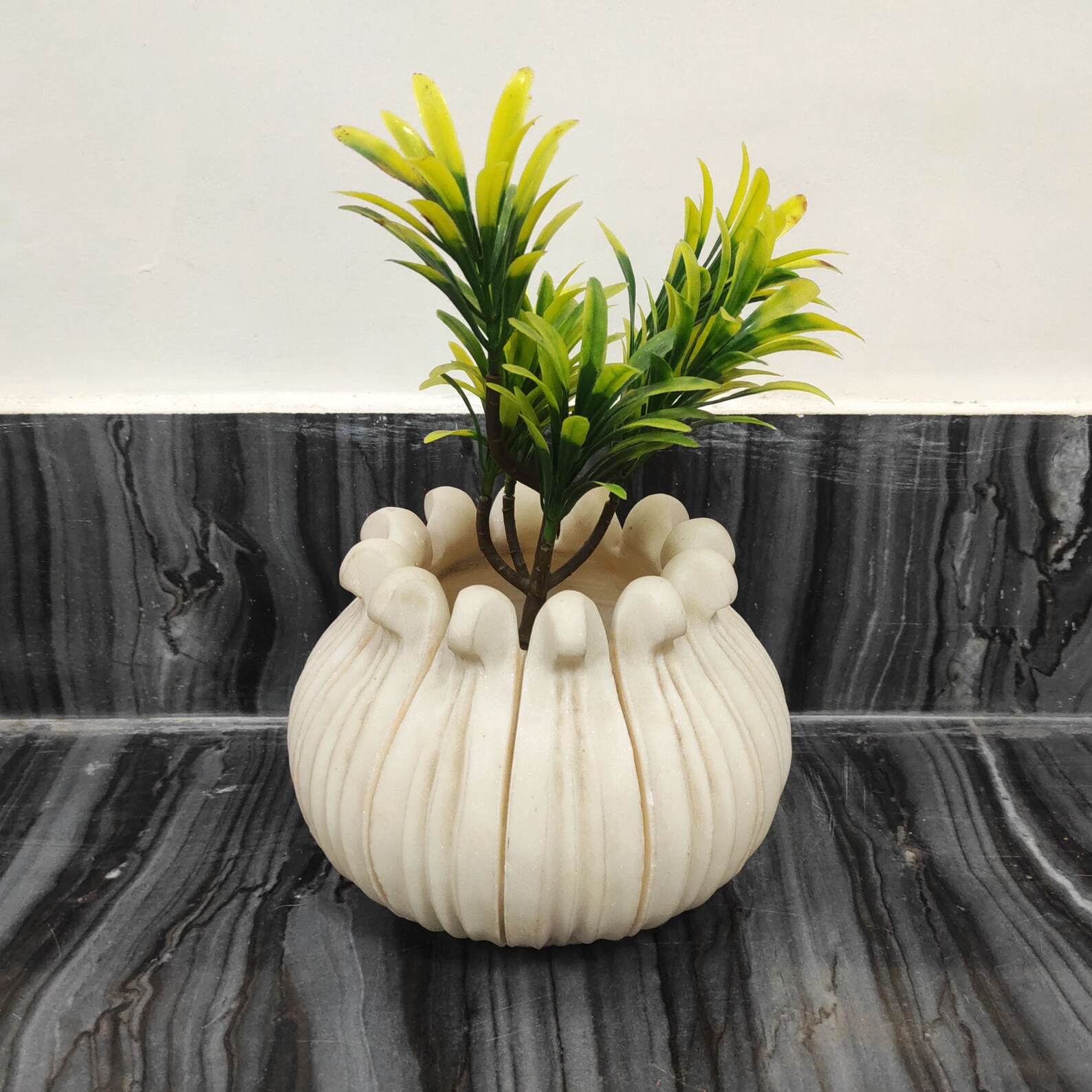 Vintage Detailed Marble Lotus Bud Vase Marble Planter Etsy