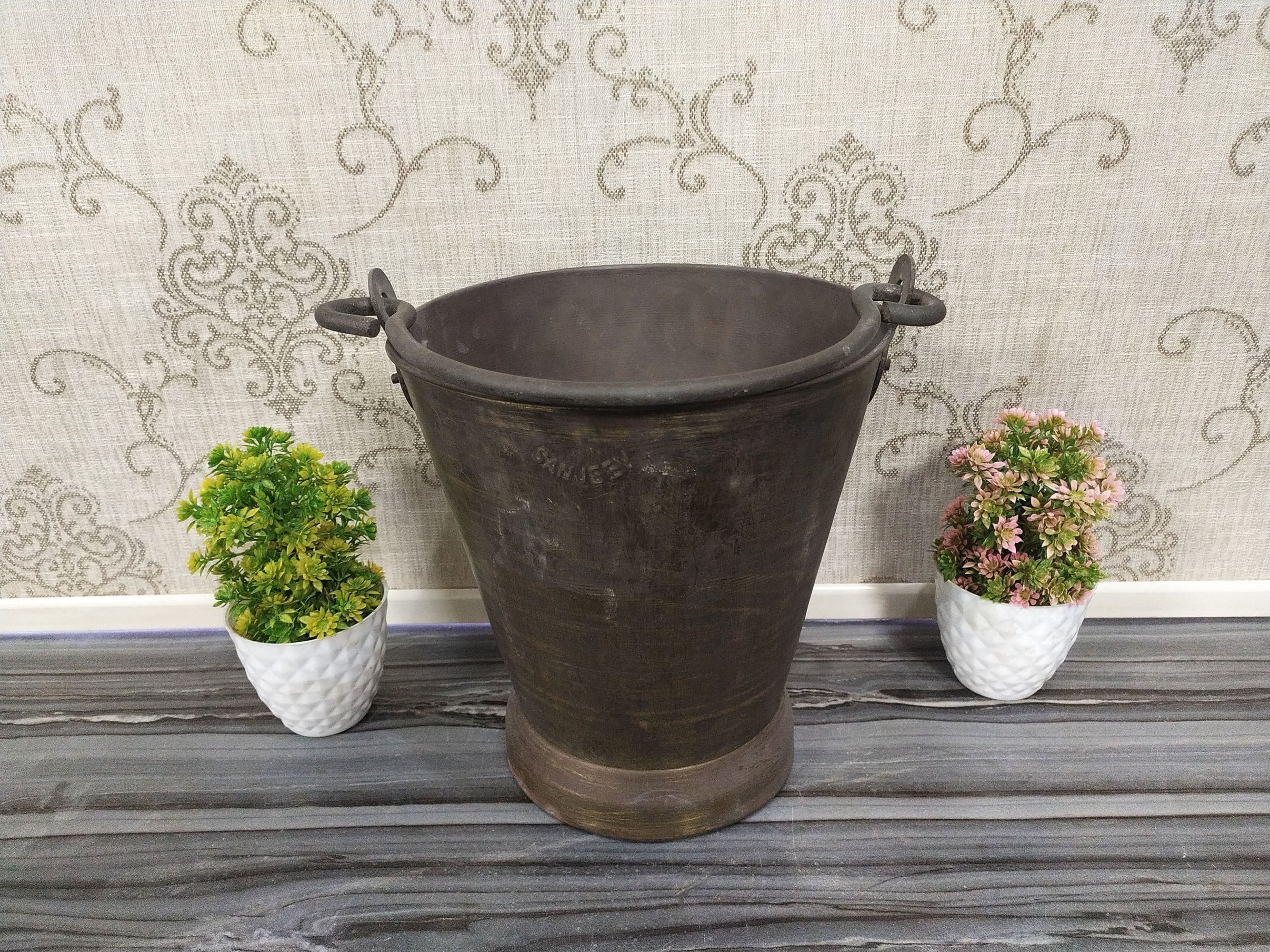 Antique Brass Bucket , Vintage Brass Bucket , Brass Bucket With Handle ...