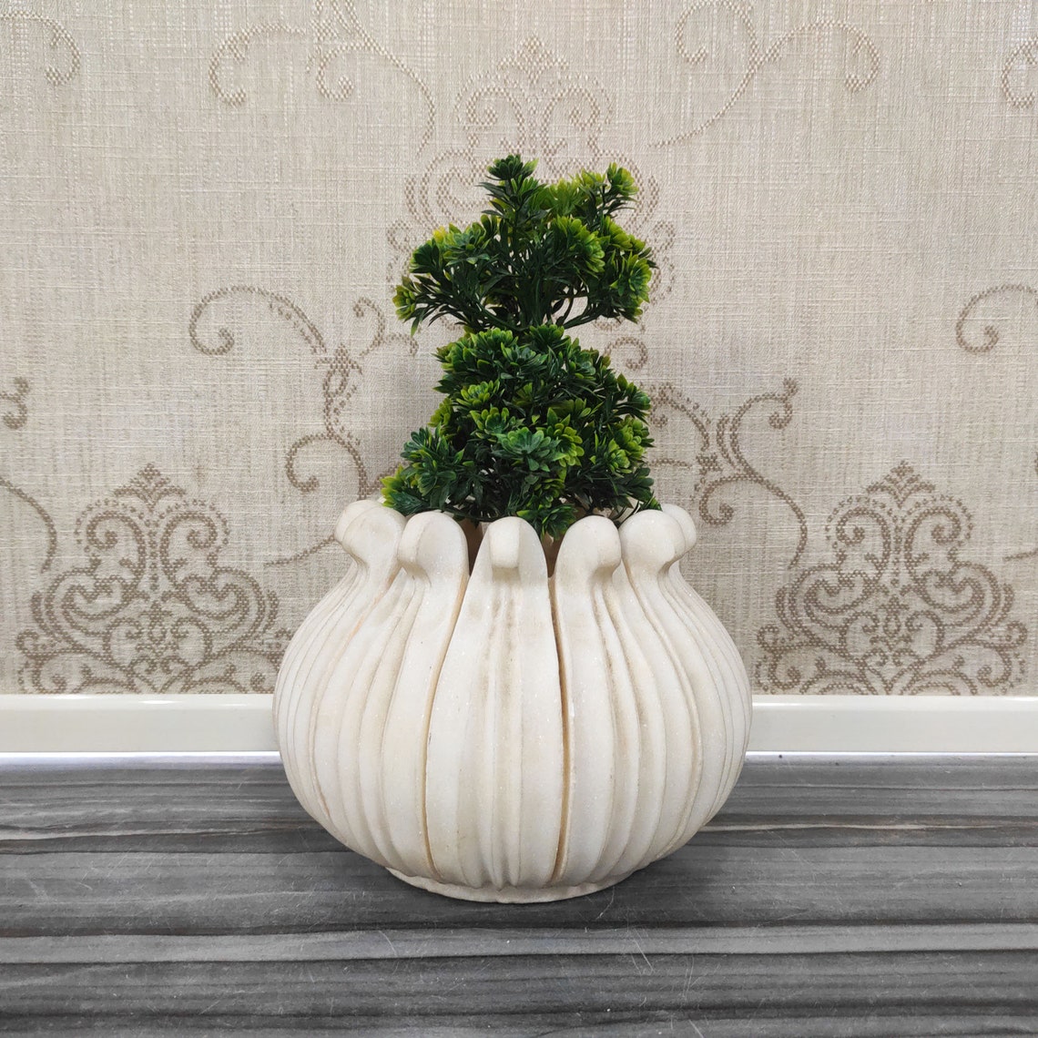 Vintage Detailed Marble Lotus Bud Vase Marble Planter Etsy