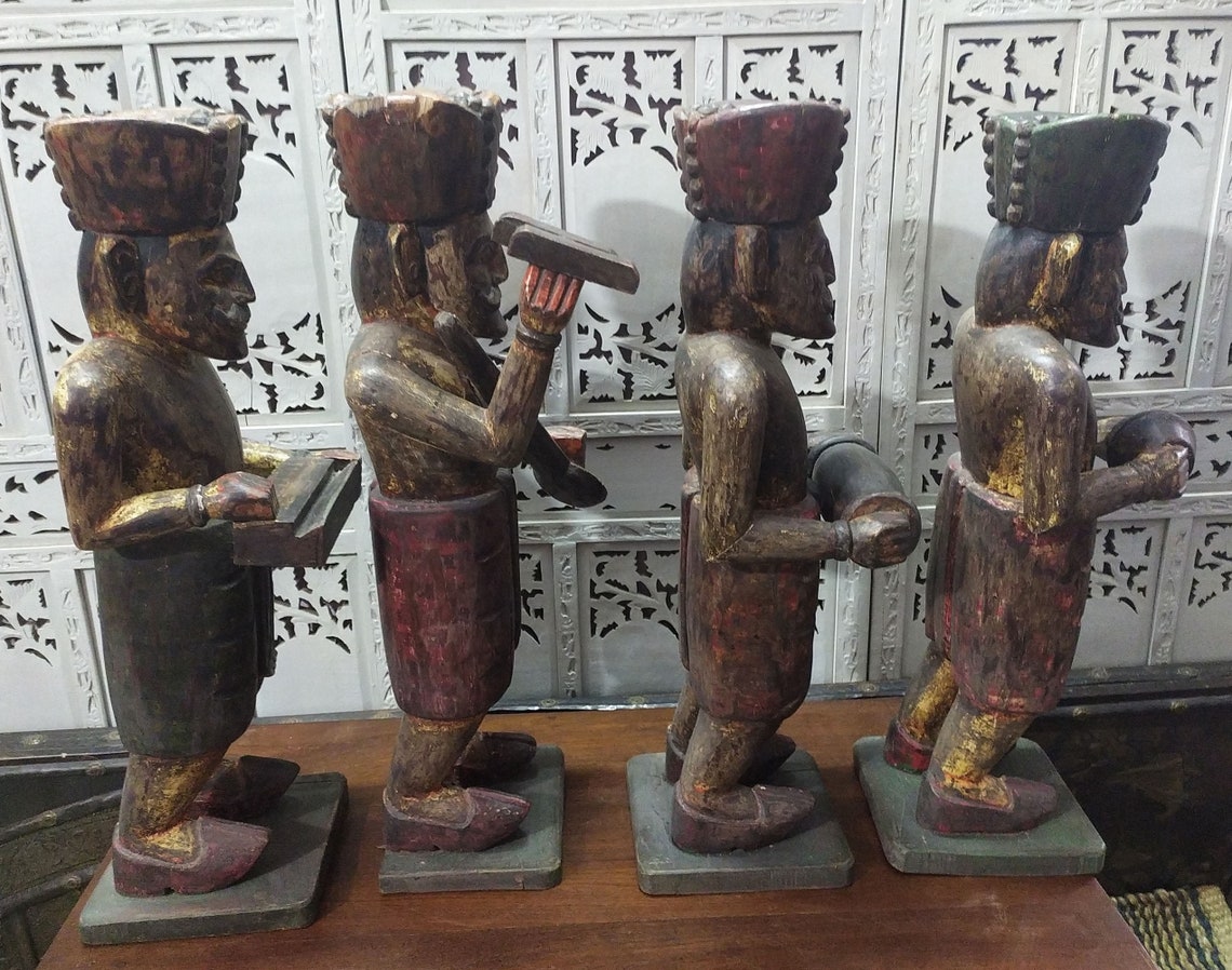 Vintage Wooden Musicians Set Of 4 Piece Musicians Statues Etsy