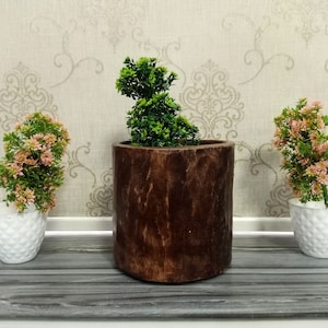 Vintage Blumentopf aus Holz, Vintage Holztopf aus Holz geschnitzt, Pflanztopf aus Holz, Gartentopf aus Holz, Pflanztopf aus Holz
