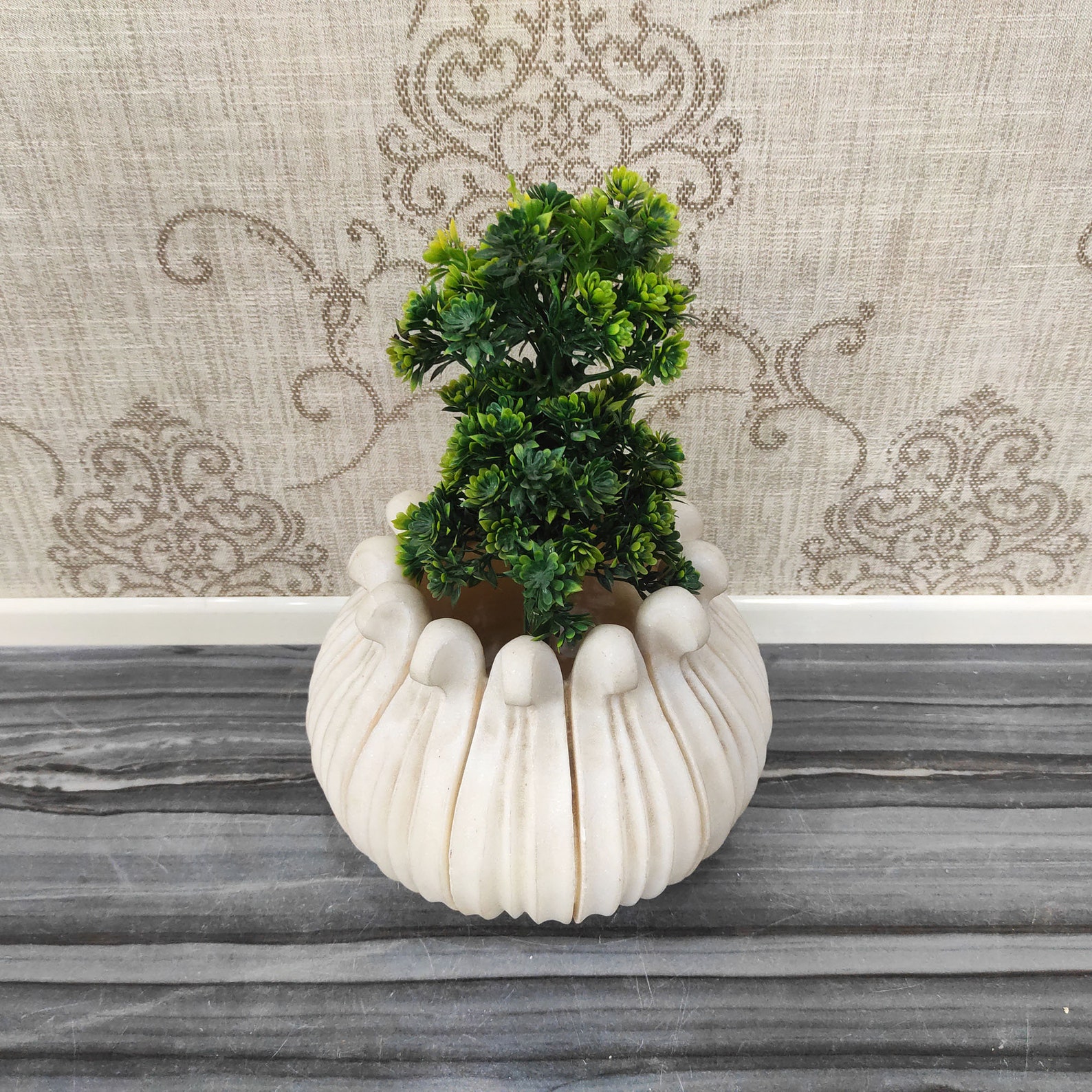 Vintage Detailed Marble Lotus Bud Vase Marble Planter Etsy UK